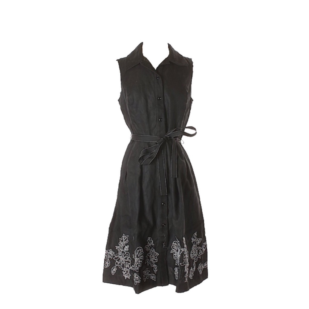 Oscar de la Renta Black Linen shirtdress size 8